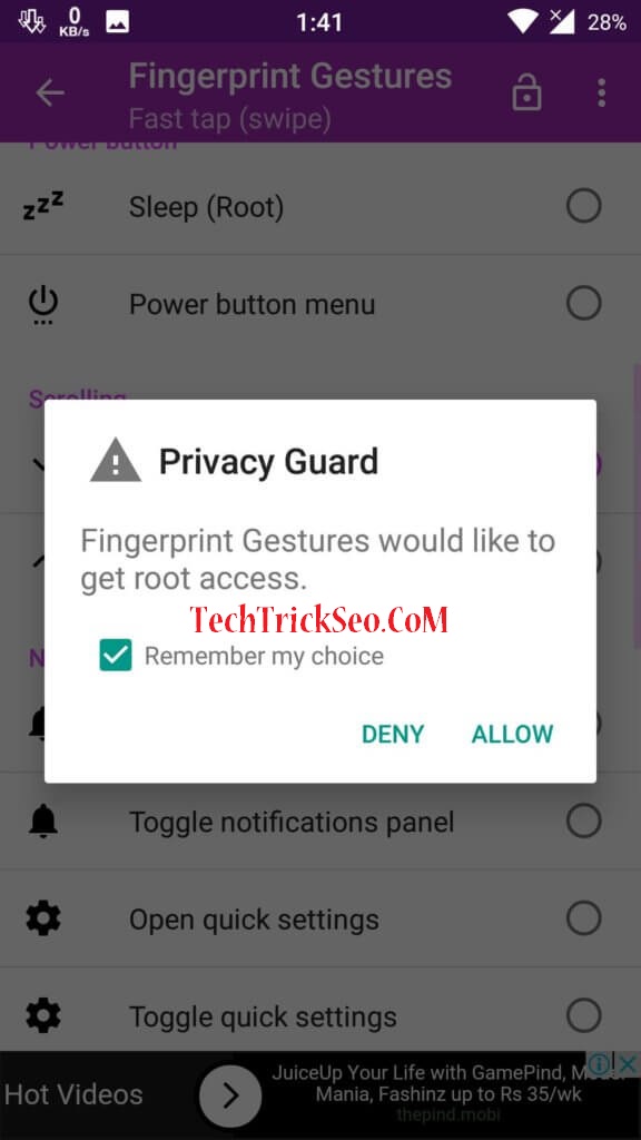 fingerprint gestures root app