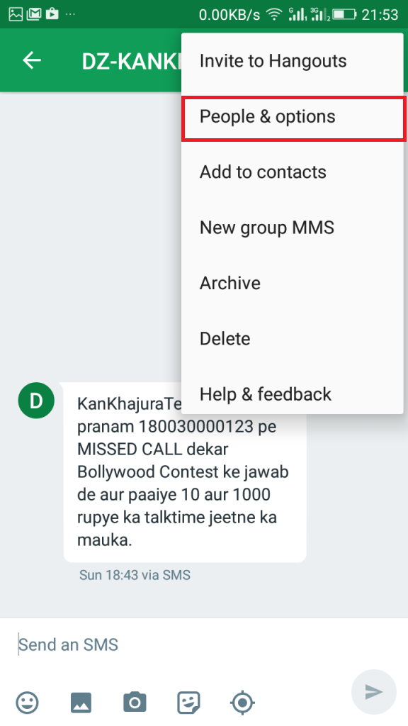 Block Spam Messages in Android Using Hangouts